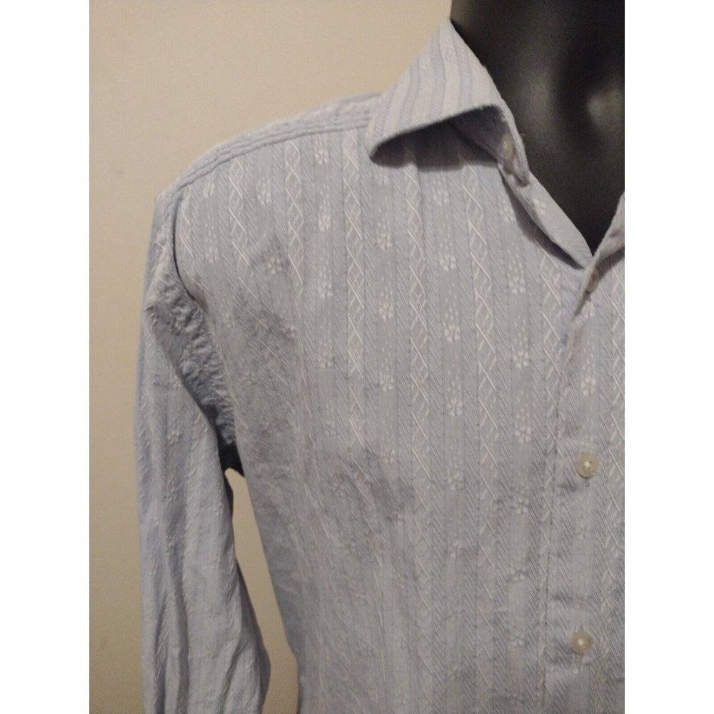Men's ROBERT GRAHAM Blue Striped Geometric Long Sleeve Button Shirt XL Cotton - Picture 11 of 13